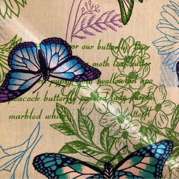 Reversible Cloth Green Blue Bib Apron Butterfly Floral Pocket Vintage? Handmade? - Picture 3 of 12